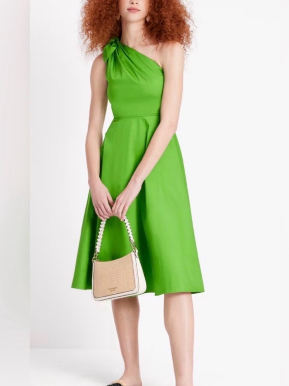kate spade Bright Green One-Shoulder A-Line Dress
